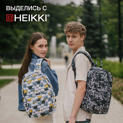 Рюкзак HEIKKI DREAM (ХЕЙКИ) универсальный, c карманом для ноутбука, эргономичный, "Cute Cats", 42х26х14 см, 273849