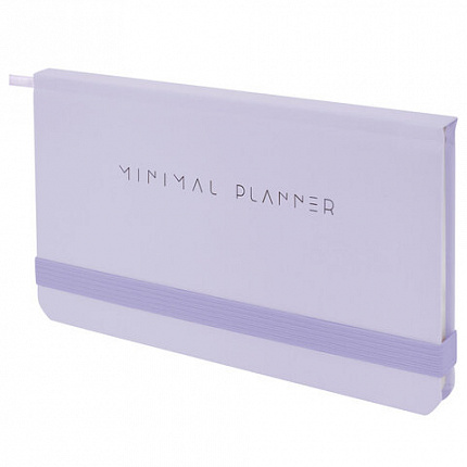 Еженедельник недатированный с резинкой 171х93 мм, BRAUBERG, твердый, 64 л., "Minimal", сиреневый, 116308