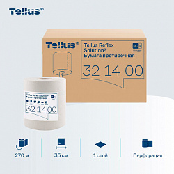 Бумага протирочная с центральной вытяжкой 270 метров, Tellus/TORK Reflex (M4) 1-слойная, КОМПЛЕКТ 6 рулонов, 321400