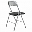 Стул складной BRABIX "Golf CF-007", серебристый каркас, кожзам чёрный, 532891