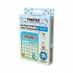 Калькулятор настольный FUNSTER (ФАНСТЕР) FS-12-GRBL (127х96 мм), "ПАНДА",12 разрядов, ЗЕЛЕНЫЙ/ГОЛУБОЙ, 274843
