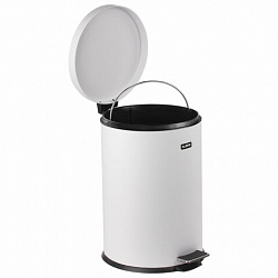 Ведро мусорное с педалью 12 литров "Classic", БЕЛОЕ ГЛЯНЦЕВОЕ, металлическое, со съемным внутренним ведром, LAIMA, 604948