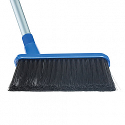 Совок для мусора КОМПЛЕКТ щетка + 2 рукоятки по 70 см алюминиевые, совок пластиковый с резиновой кромкой, LAIMA, 601472