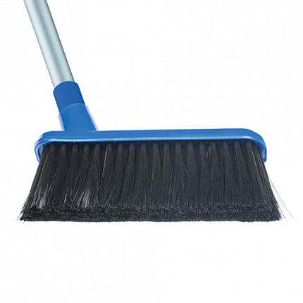 Совок для мусора КОМПЛЕКТ щетка + 2 рукоятки по 70 см алюминиевые, совок пластиковый с резиновой кромкой, LAIMA, 601472