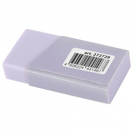 Ластик BRAUBERG "PASTEL MATTE", 50х24х10 мм, прямоугольный, картонный держатель, экологичный ПВХ, ассорти, 272729