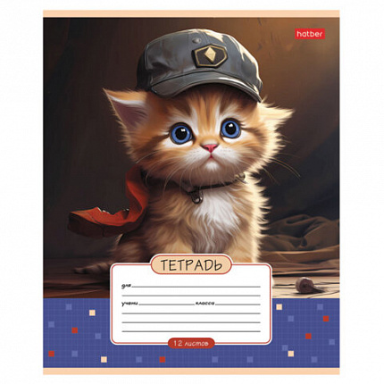 Тетрадь 12 л., HATBER клетка, обложка картон, "Мы - котики!" (микс в спайке), 086195, 12Т5В1