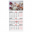 Календарь квартальный на 2027 г., 1 блок, 1 гребень, бегунок, мелованная бумага, BRAUBERG, "Цветы", 118402