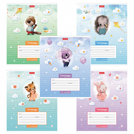 Тетрадь 12 л., HATBER линия, обложка картон, "Маленькие мечтатели" (микс в спайке), 086149, 12Т5В2