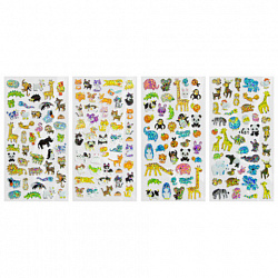 Наклейки гелевые "Зверушки", 17,5х9 см, ассорти 4 вида, FUNSTER (ФАНСТЕР), 666095