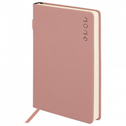 Ежедневник датированный 2026, А5, 138х213 мм, BRAUBERG "Essential", под кожу, держатель, розовый, 117395