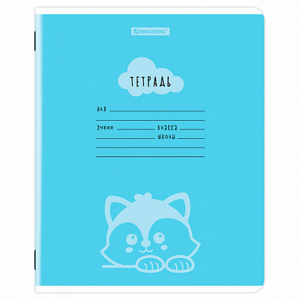 Тетрадь 12 л. BRAUBERG клетка, обложка картон, УШИ-ЛАПЫ-НОС, 107278