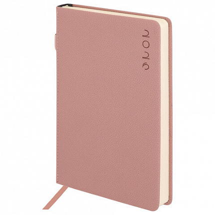 Ежедневник датированный 2026, А5, 138х213 мм, BRAUBERG "Essential", под кожу, держатель, розовый, 117395