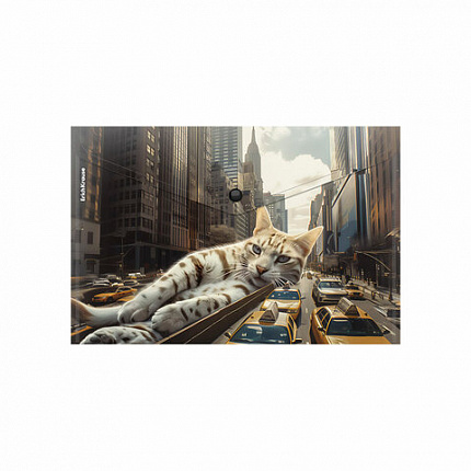 Папка-конверт с кнопкой ERICH KRAUSE "Big City Cats", A4, до 120 листов, непрозрачная, ассорти, 0,16 мм, 63511