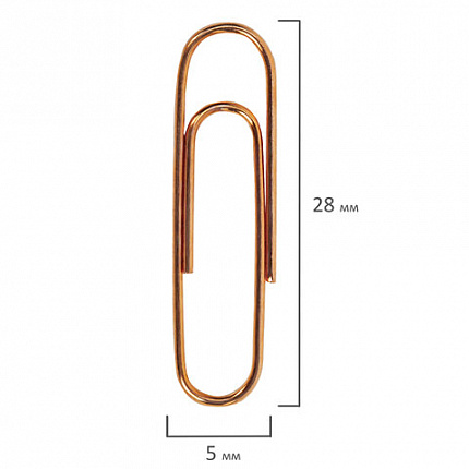 Скрепки BRAUBERG, 28 мм, омедненные, 100 шт., в картонной коробке, 270448