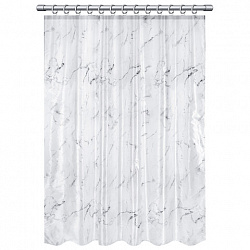 Шторка для ванной ПОЛИЭСТЕР, 180х180 см, кольца в комплекте, БЕЛЫЙ МРАМОР, PRIMILA (ПРИМИЛА), 700079