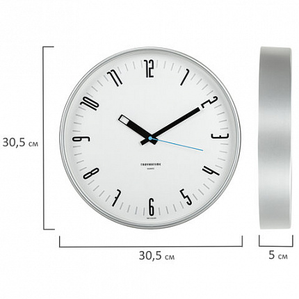 Часы настенные TROYKATIME (TROYKA) 77777710, круг, белые, белая рамка, 30,5х30,5х3,5 см