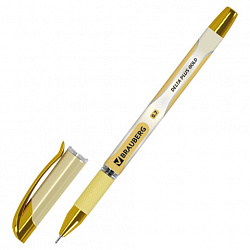 Ручка шариковая масляная с грипом BRAUBERG "Delta Plus Gold", СИНЯЯ, пишущий узел 0,7 мм, линия письма 0,35 мм, 144256