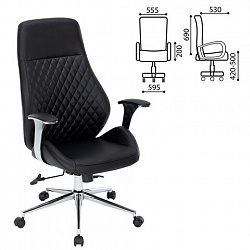 Кресло офисное CHAIRMAN CH 790, хром, эргономичное, экокожа, черное, 7145936