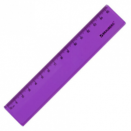 Линейка пластиковая 15 см BRAUBERG "FRUITY", тонированная, ассорти, 210765