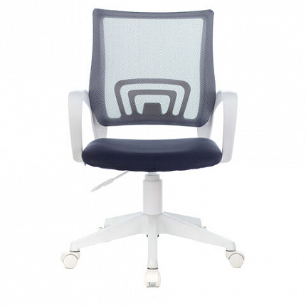 Кресло BRABIX "Fly MG-396W", с подлокотниками, пластик белый, сетка, темно-серое, 532400, MG-396W_532400