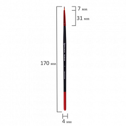 Кисть синтетика, круглая № 1, BRAUBERG PREMIUM, 201000