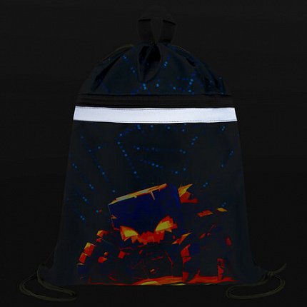 Мешок для обуви BRAUBERG, с петлей, светоотражающая полоса, 2 отделения, 46х36 см, "Fire spider", 273450