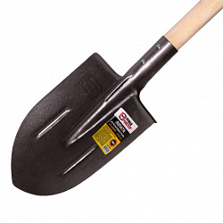 Лопата штыковая из рельсовой стали ГРАНДМАСТЕР, 21х30 см, высота 130 см, деревянный черенок, 606553