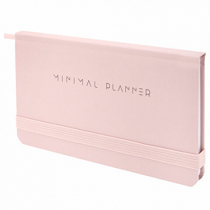 Еженедельник недатированный с резинкой 171х93 мм, BRAUBERG, твердый, 64 л., "Minimal", розовый, 116310