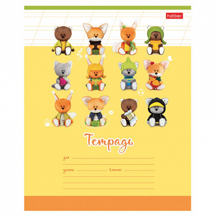 Тетрадь 12 л., HATBER косая линия, обложка картон, "ЛЕСЯТА" (микс в спайке), 080090, 12Т5В6