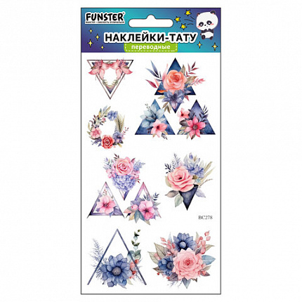 Наклейки-тату переводные "Разные", 20,5х10 см, ассорти 12 видов, FUNSTER (ФАНСТЕР), 666102