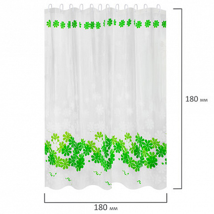 Шторка для ванной PEVA, 180х180 см, кольца в комплекте, дизайн ассорти, ЦВЕТЫ, WBZ (ВБЗ), 700071