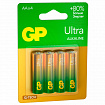 Батарейки КОМПЛЕКТ 4 шт., GP Ultra G-Tech, AA (LR6, 15А), алкалиновые, пальчиковые, 15AUA21-2CRSBC4