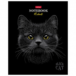 Тетрадь А5, 48 л., HATBER, скоба, клетка, матовая ламинация, 3D-лак, "Black Cat" (микс в спайке), 093159, 48Т5лолВ1