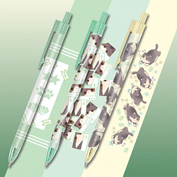 Ручка шариковая автоматическая с принтом, кросс-серия "МИЛЫЕ КОТЫ", BRAUBERG, корпус soft-touch, СИНЯЯ, узел 0,7 мм, линия 0,35 мм, 144479