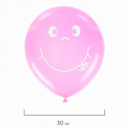 Шары воздушные ЗОЛОТАЯ СКАЗКА, 12" (30 см), КОМПЛЕКТ 5 штук, ассорти 5 цветов, с рисунком "Смайл", пакет, 105017