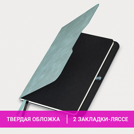 Блокнот А5 (162х218 мм), BRAUBERG "NOTE", под кожу софт-тач, с резинкой, 80 л., клетка, светло-серый, 113441