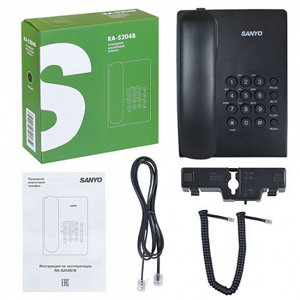 Телефон проводной SANYO RA-S204B, тональный/импульсный режим, повтор, чёрный