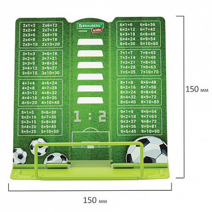 Подставка для книг и учебников BRAUBERG KIDS mini "Football" с таблицей умножения, регулируемый угол наклона, металлическая, 238968