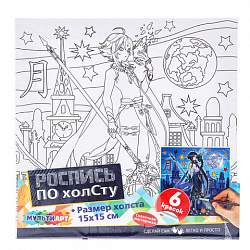 Картина детская по контуру, АССОРТИ 7 видов, 15х15 см, на подрамнике, акрил, кисти, МУЛЬТИ АРТ, 5902