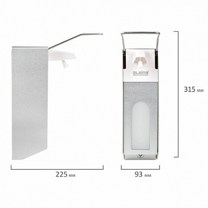 Дозатор локтевой для антисептика и мыла с замком УНИВЕРСАЛЬНЫЙ, с еврофлаконом 1 л, LAIMA, металлический, 607328, X-CL268