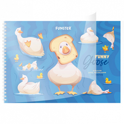 Альбом для рисования, пластиковая обложка, А4 40 л., гребень, FUNSTER (ФАНСТЕР), 210х297 мм, АССОРТИ (8 видов), 107684