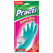 Перчатки МНОГОРАЗОВЫЕ резиновые PACLAN "Extra Dry", хлопчатобумажное напыление, 100% флок, размер 7,5-8, M (средний), синие, вес 52 г, 7340, 407340