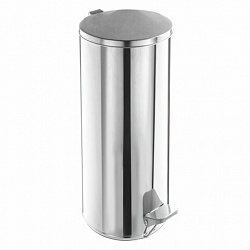 Ведро мусорное с педалью 30 литров, УСИЛЕННОЕ, кольцо под мешок, хром, нержавеющая сталь, ТИТАН