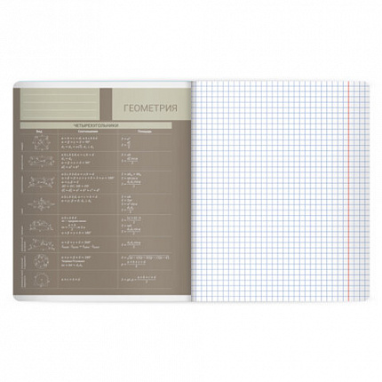 Тетрадь предметная MonoPastel 48л, пластиковая обложка, ГЕОМЕТРИЯ, клетка, подсказ, BRAUBERG, 405506