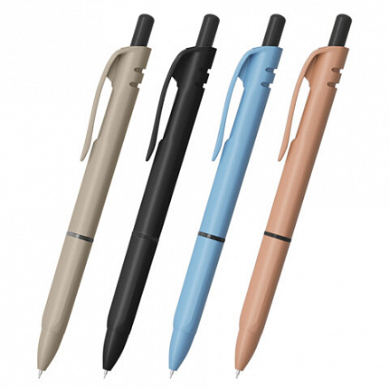 Ручки шариковые автоматические с грипом BRAUBERG "MORANDI COLOR", СИНИЕ, НАБОР 4 ШТ, пишущий узел 0,5 мм, линия письма 0,3 мм, 144495