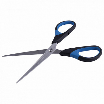 Ножницы BRAUBERG "Office-Expert" 170 мм, сине-черные, резиновые вставки, 3-х сторонняя заточка, 231561