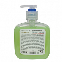 Мыло-крем жидкое 300 г ЗОЛОТОЙ ИДЕАЛ "Глицерин и алоэ вера",с антибактериальным эффектом, дозатор, 606412