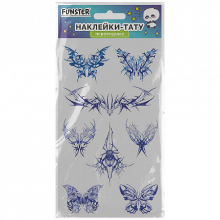 Наклейки-тату переводные "Цветные", 20,5х10 см, ассорти 12 видов, FUNSTER (ФАНСТЕР), 666105