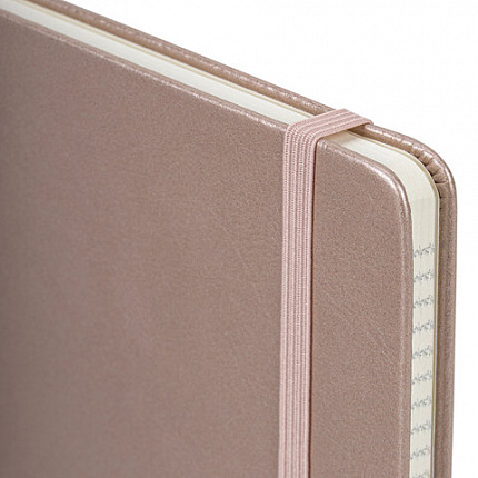 Блокнот А5 (148x218 мм), BRAUBERG "Metropolis Special", под кожу, 80 л., резинка, клетка, медный, 113334