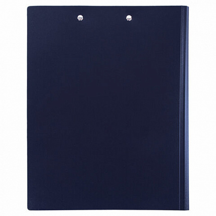 Папка-планшет STAFF, А4 (310х230 мм), с прижимом и крышкой, пластик, синяя, 0,5 мм, 229220